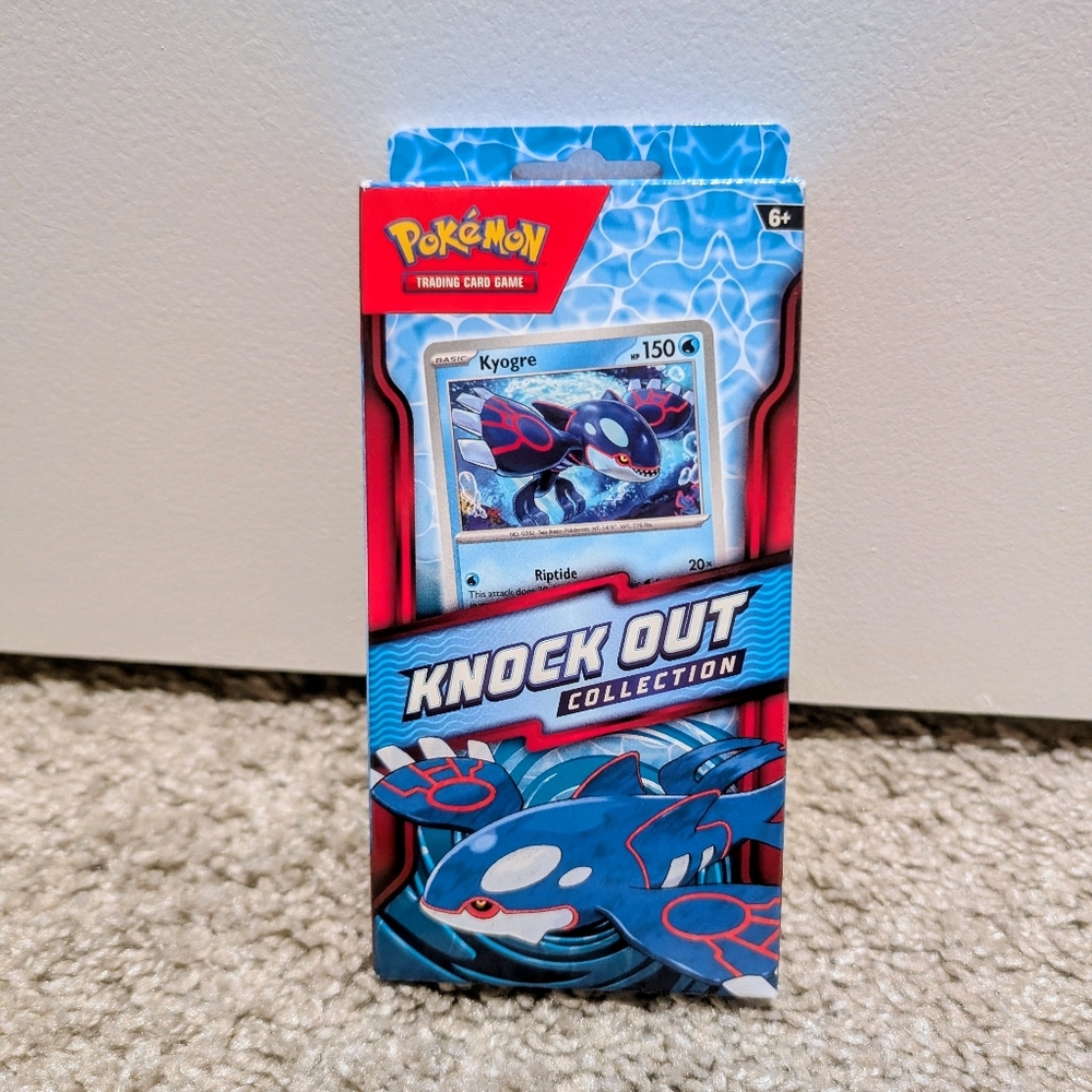 🟢 New Pokemon Knockout Collection Kyogre Box 2 Card Packs And Sticker Sheet